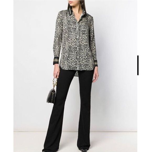 Equipment Women's Leopard Animal Print Bradner Shirt in Natural Multi Size - XS - Picture 2 of 13